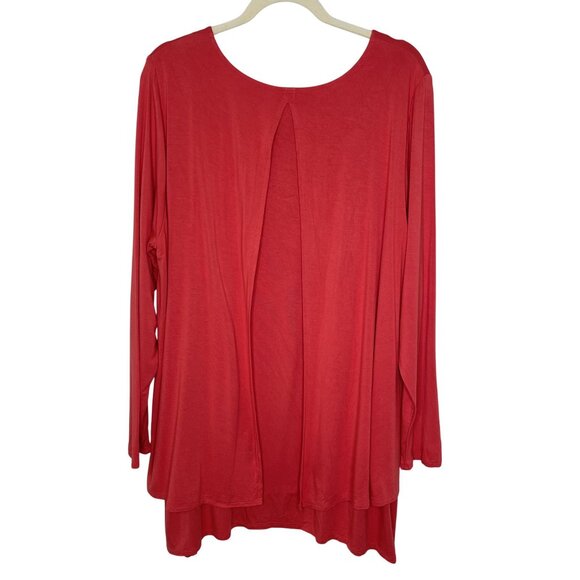Soft Surroundings Coral Long Sleeve Layered Tunic Top. 1X - Picture 2 of 8